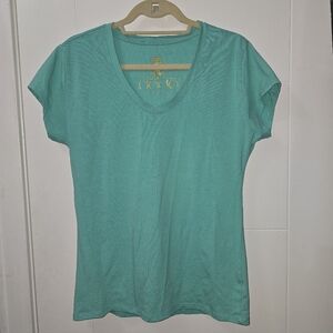Dodo Basic Teal V-Neck Women's Top Sz XL